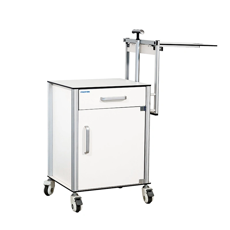 Ya-B10 Hospital Mobile White Bedside Cabinet with Overbed Table