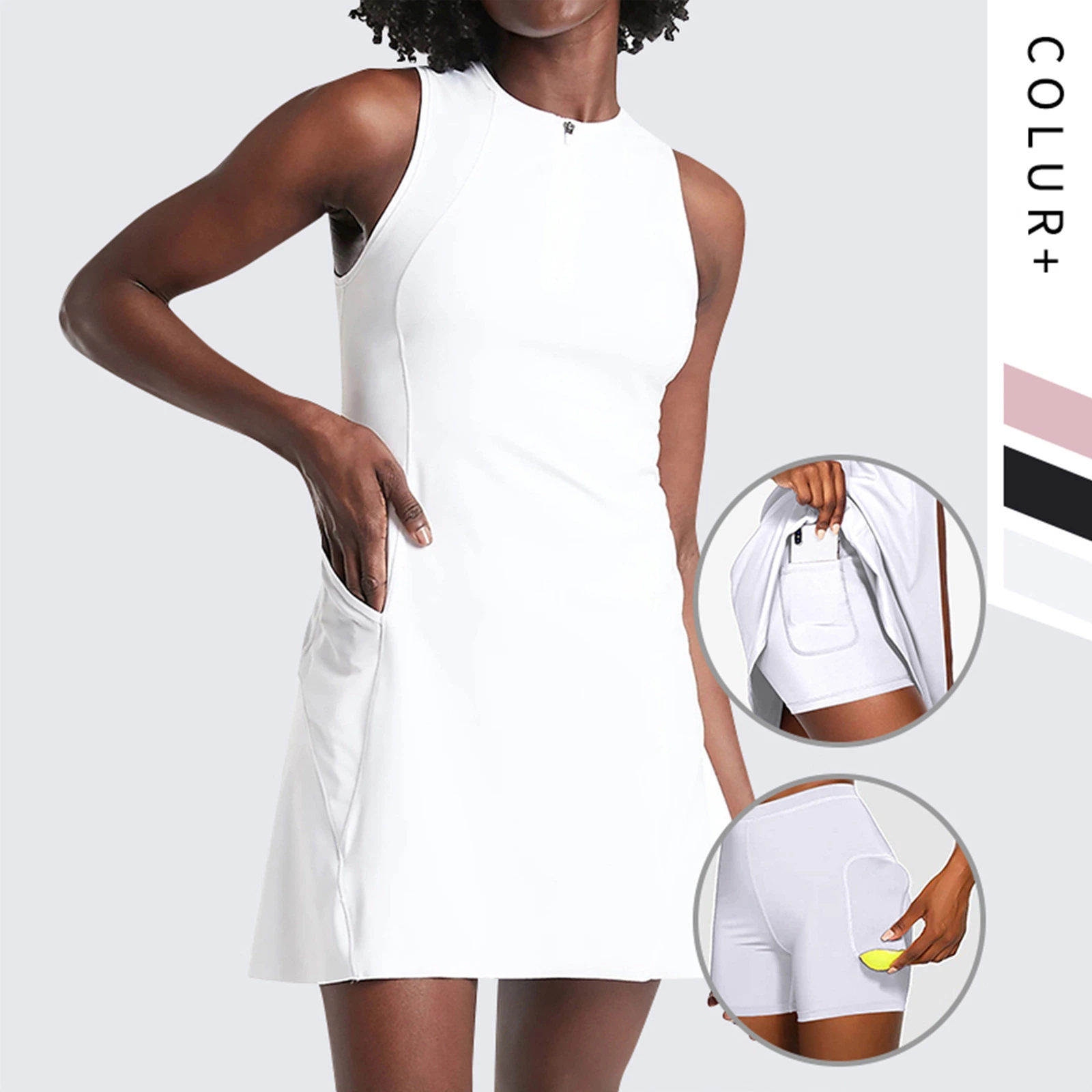 Yoga Clothes Tennis Skirt Women&prime; S Shorts Quick-Drying Anti-Lighting Short Skirt White Sports Dress Volleyball Dance Set