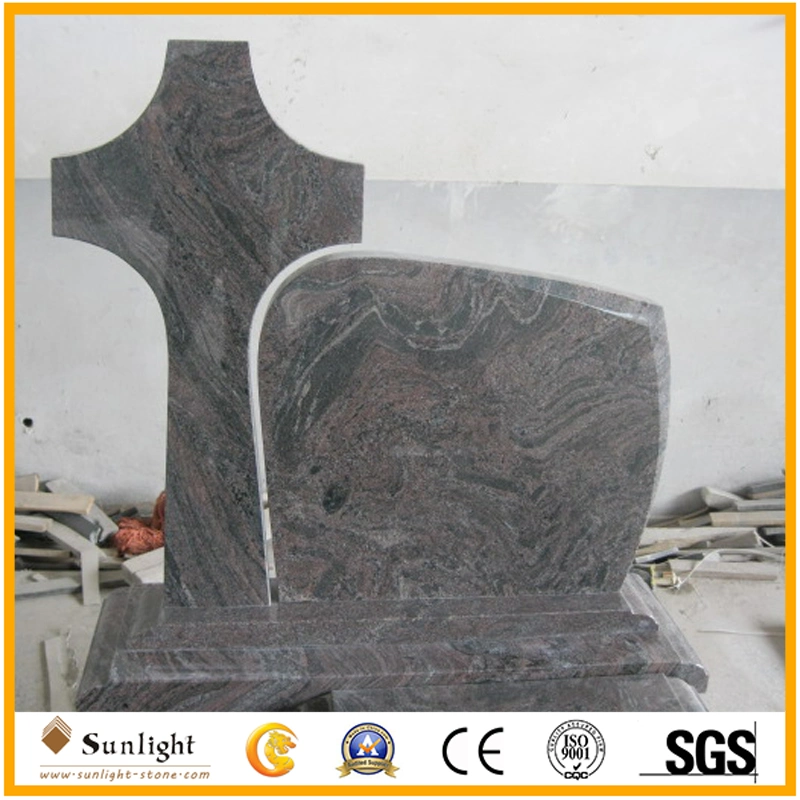 Customized Paradisco Granite Marble Cross Shaped Headstone, Chinese Cheap Granite Headstone Producer for Graves