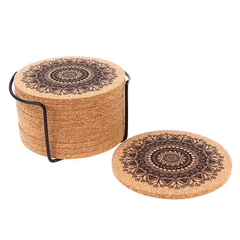 Round Shape Wooden Coasters Nordic Mandala Kitchen Accessories New