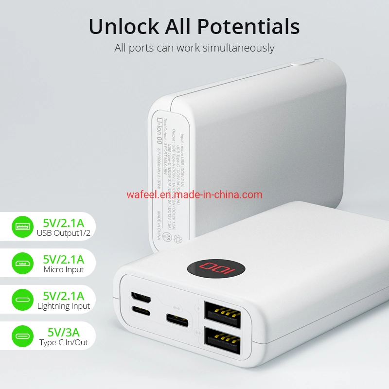 Banco de potencia de 10.000 mAh Cargador cargador portátil con doble puerto USB