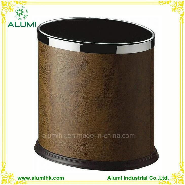 Leather Covered Double Layer Waste Bin for Hotel Guest Room