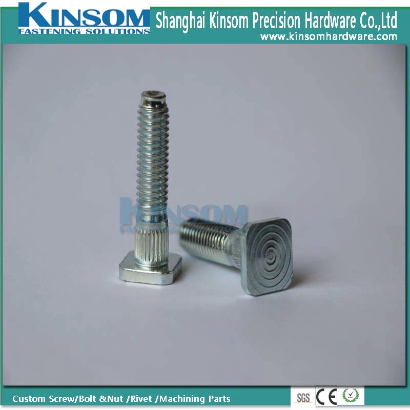 Square Knurling Head machine Bolt with Class 10.9 Zinc Plated Knurlding Neck Custom Fasteners