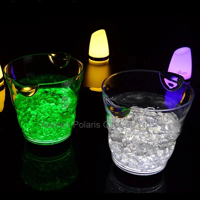 4L de acrílico transparente de plástico de la botella de Champagne LED iluminado cubo de hielo