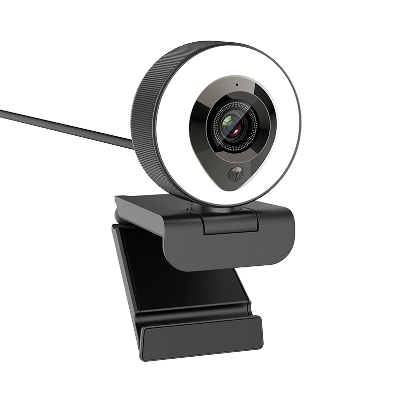 Full HD 1080P Autofocus H. 264 Livestream USB Webcam Camera with 3 Leves Brightness Beauty LED Ring Light Desktop PC Camera