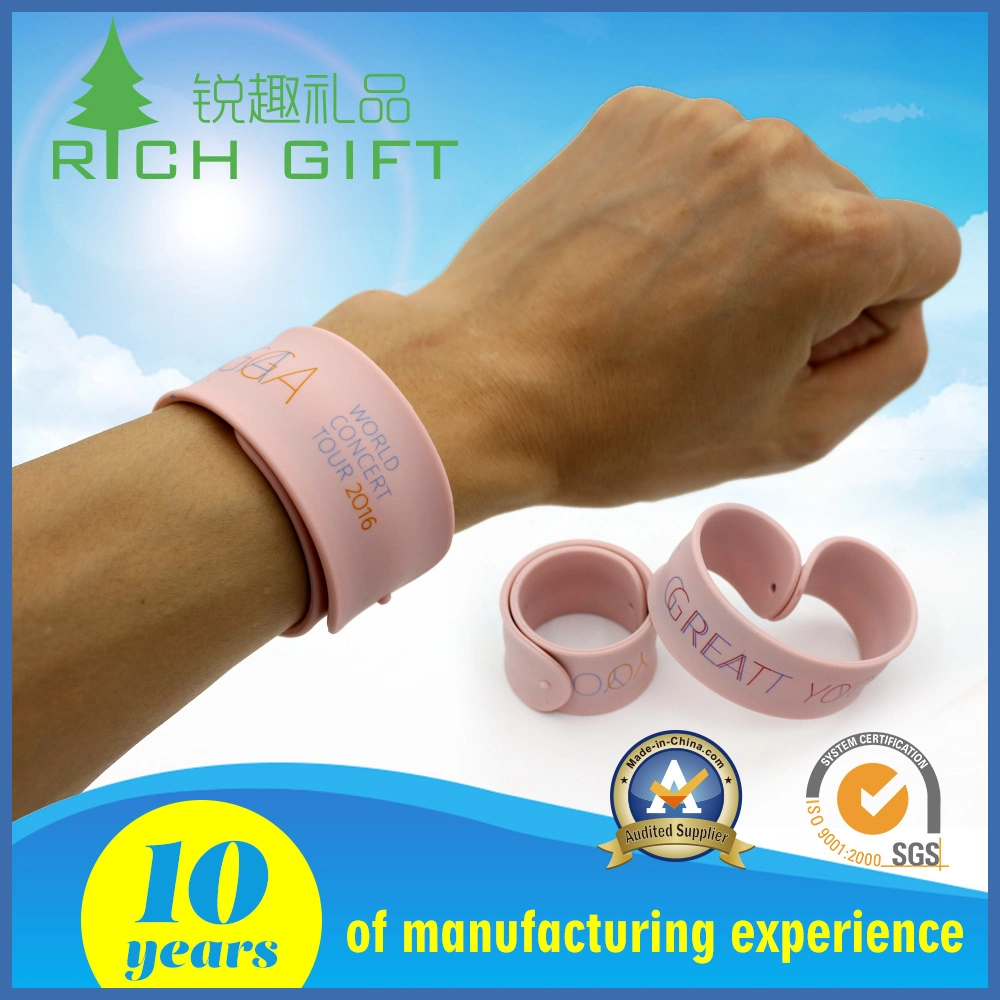 Custom Fashion PVC Silicone Slap Snap Wristband Bracelet for Kids