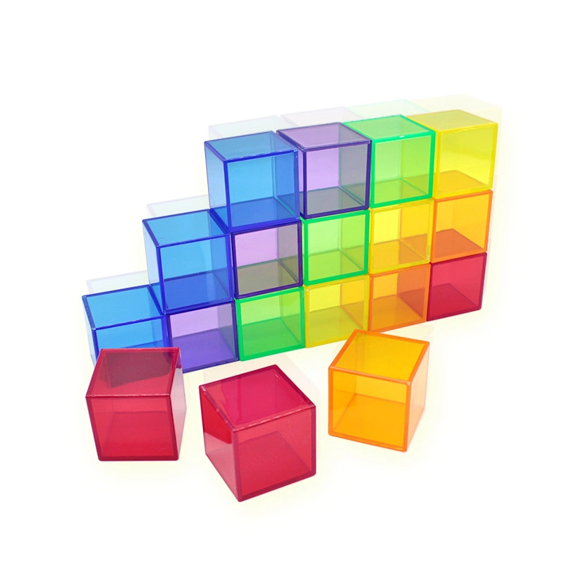 Children's Enlightenment Teaching Aids Transparent Color Square Building Blocks