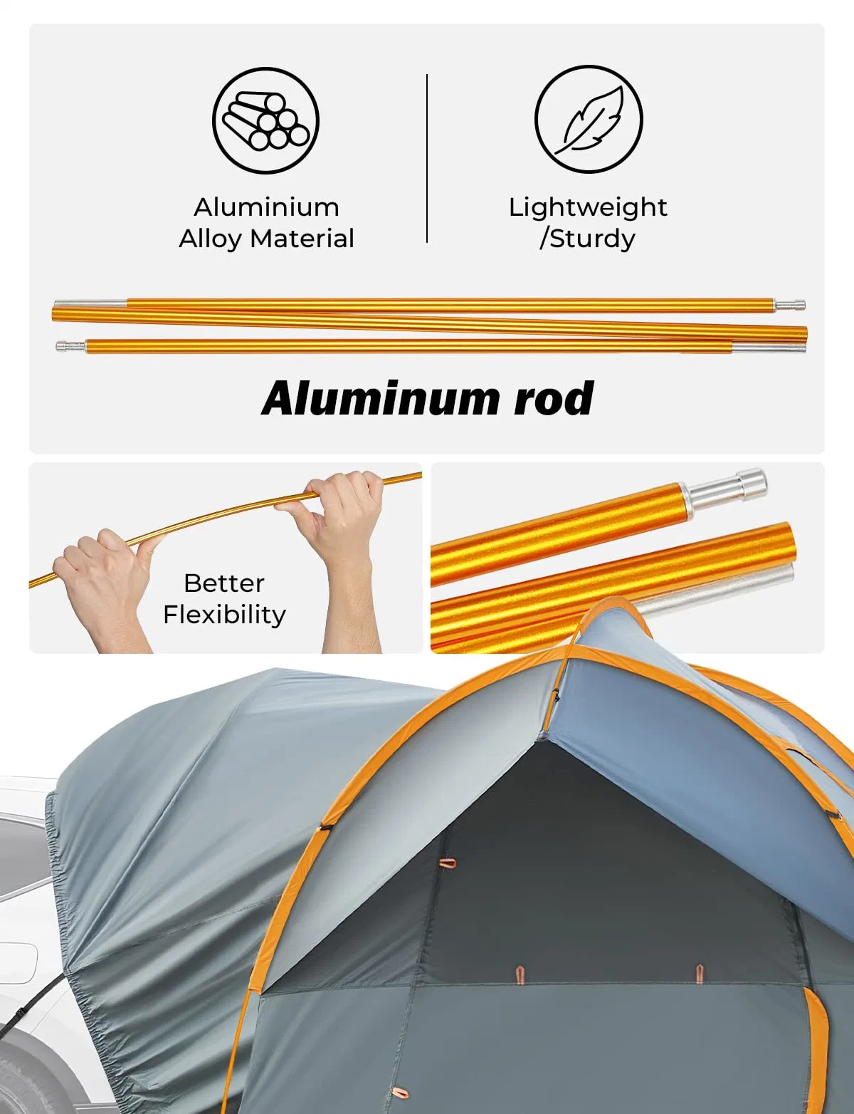 Outdoor Travel 6-8 Person Waterproof Double Door Design Camping SUV Tent