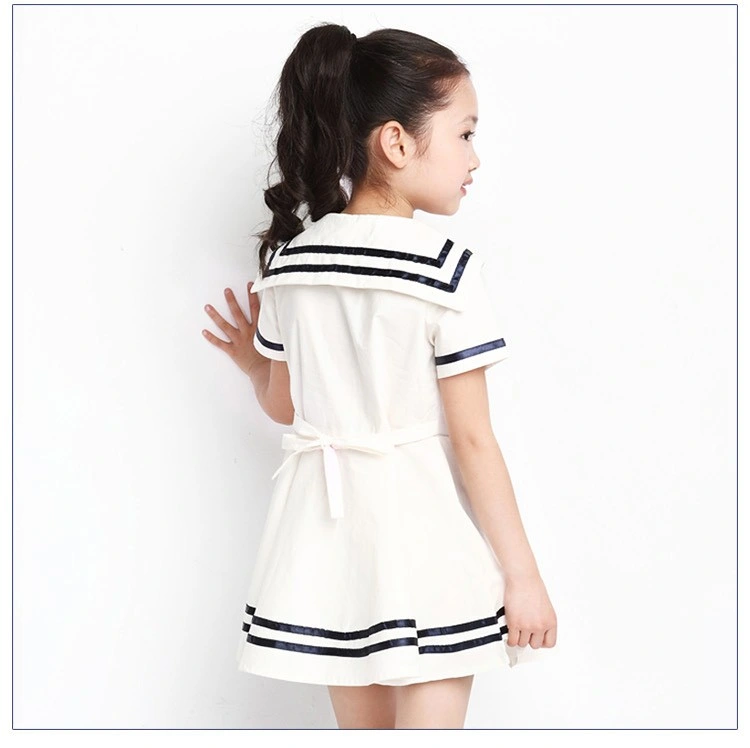 Baby Infant Girl Dress Navy Striped Cotton Sailor Collar for Girls Kids Clothes