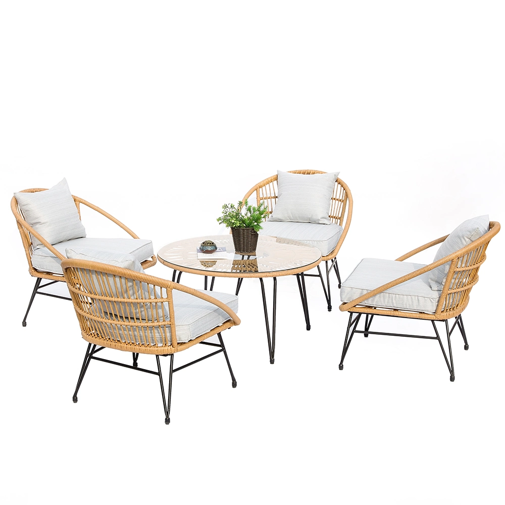 Muebles de jardín con cojín y mesa de café jardín Conjunto de silla de mimbre de Ocio