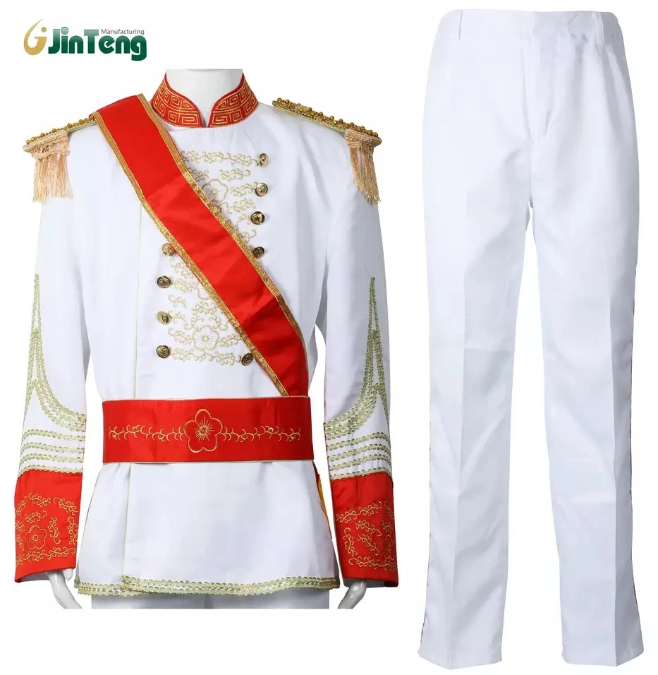 Robe militaire de style militaire de la Cour du maréchal européen Costume Performance Noir et Blanc