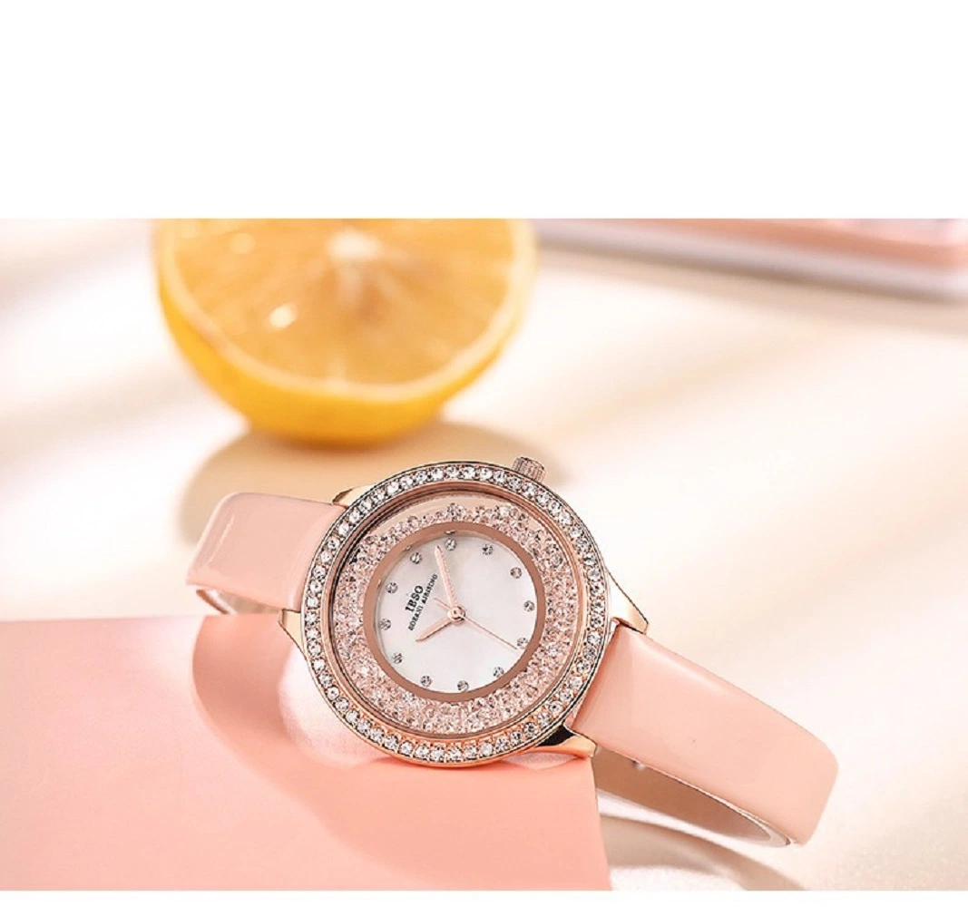 La mujer esqueleto mecánico automático oro reloj de pulsera de cuero de diseño de moda casual Esg17681