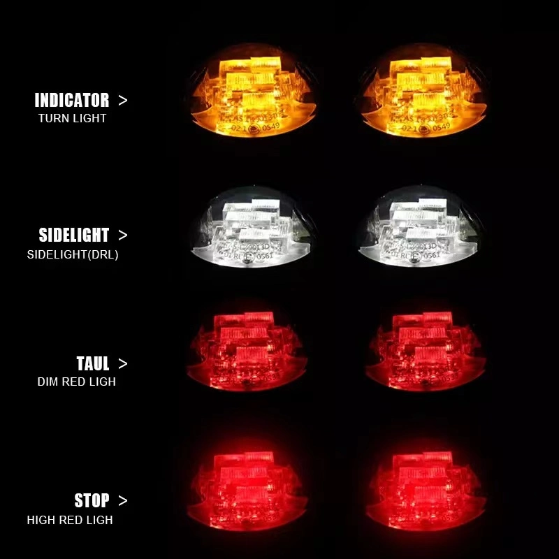 Smoked Len Round LED Indicator Light Rear Tail Lamp Fog Reverse Front Side Light