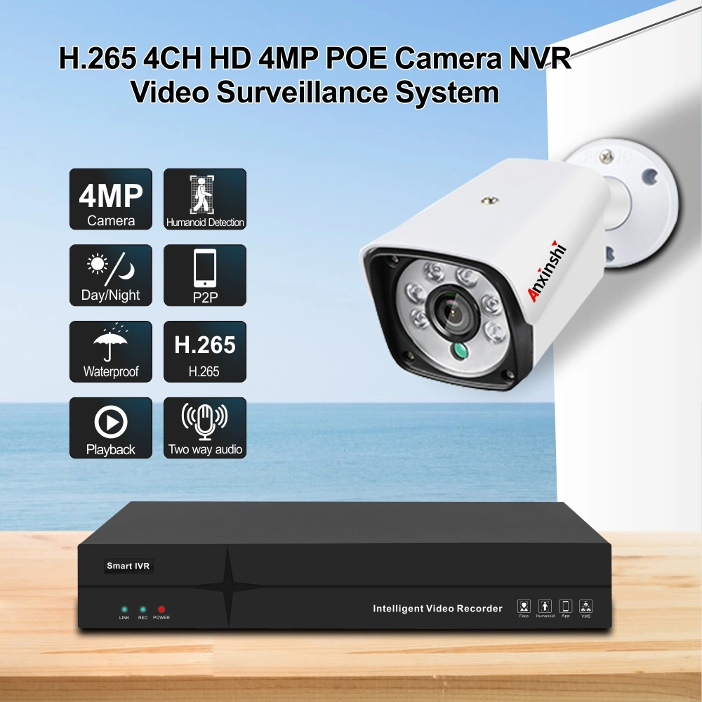 Seeeasy APP 4 Channel 4MP IR 30m Lens 3.6mm Built-in Audio Poe Normal Wired IP Cameras NVR Kits