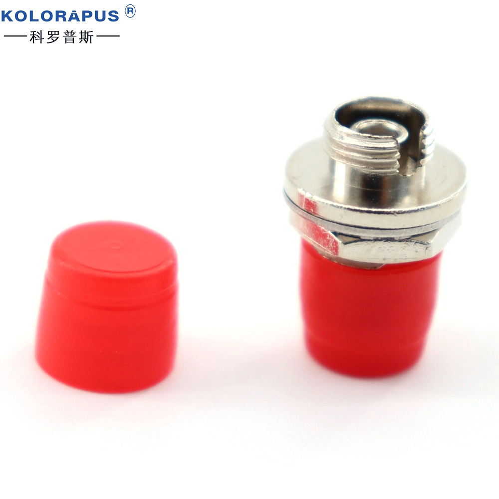 Fiber Coupler FC Round Singlemode Flange Fiber Optic Cable Adapter Connector (Red)