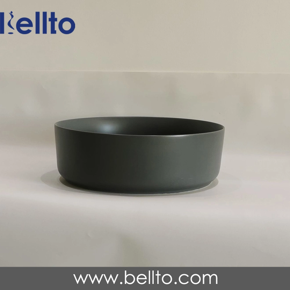 Dark gray Round Matte black  slim bathroom sink (MGY)