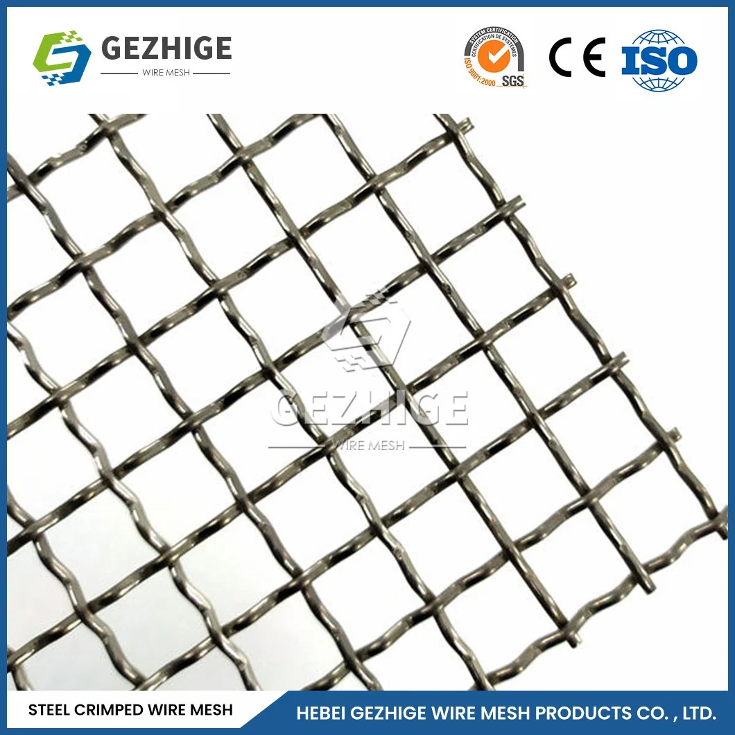 Gezhige Decorative Wire Mesh China Galvanized Crimped Wire Mesh Factory Square Hole and Rectangle 4.05mm Wire Diameter Stainless Steel Woven Wire Mesh