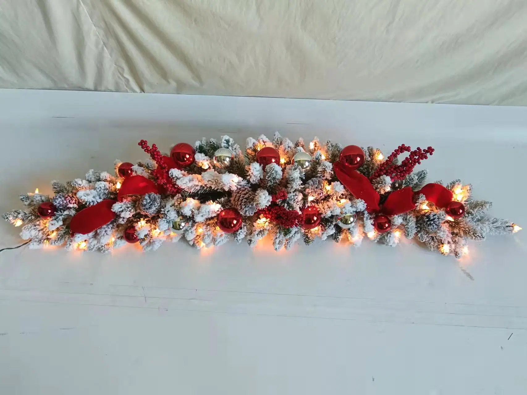 New Christmas Door Decoration Four-Piece Set of LED Warm White Light Tree and Wreath