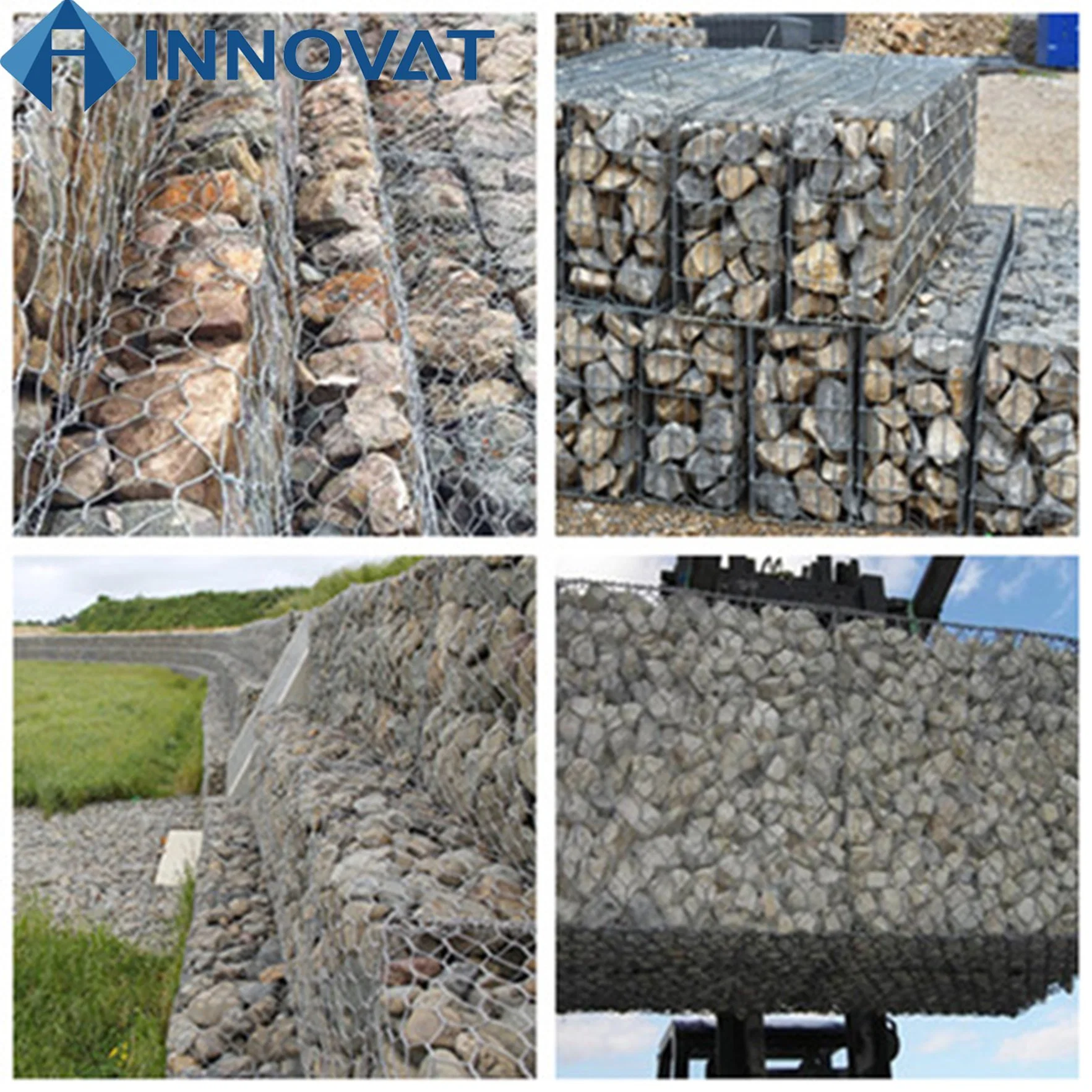 Panier de gabions boîte Boîte de murs en pierre de gabions gabions grill pierre recouvert de PVC