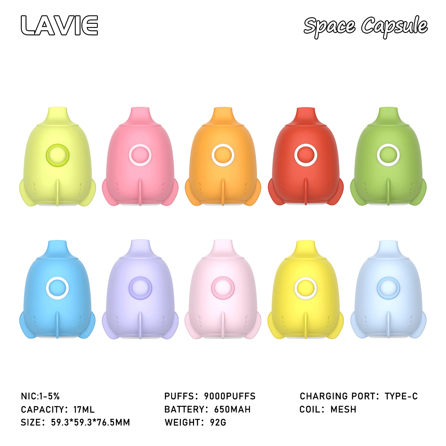 Lavie Space Capsule 9000 puffs одноразовый Vape с фруктовыми ароматами Электронная сигарета