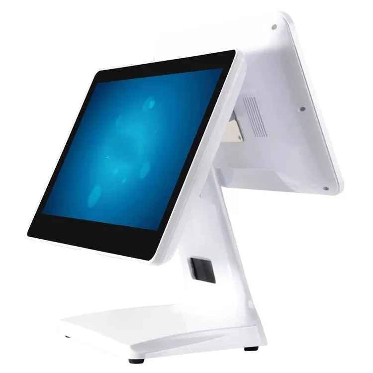 شاشة POS مزدوجة مزودة بشاشة مزودة بشاشة Capacitive Screen POS بحجم 15.4 بوصة من المصنع نظام السحب على جميع العملات في سجل واحد