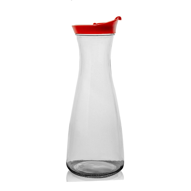 Bocal fino frasco de vidro de 1 L com tampa de plástico de potenciômetro Carafe Personalização da tampa