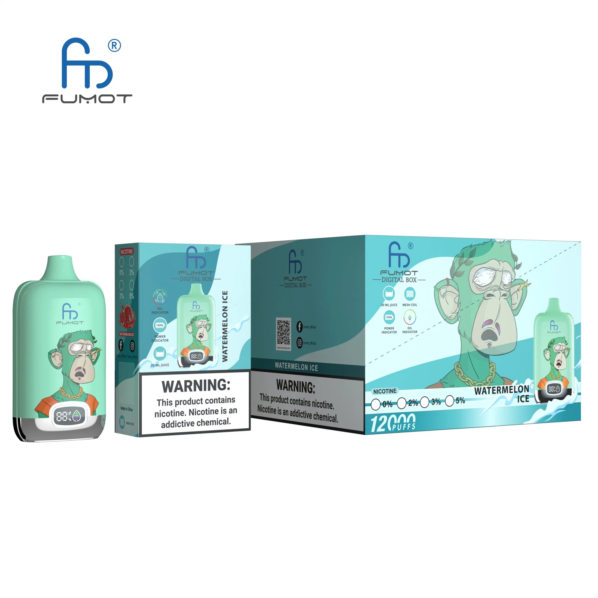 Neue Fumot Digital Box 12000 Puffs Vape Box E Liquid&amp;Battery Anzeige E Zigarette