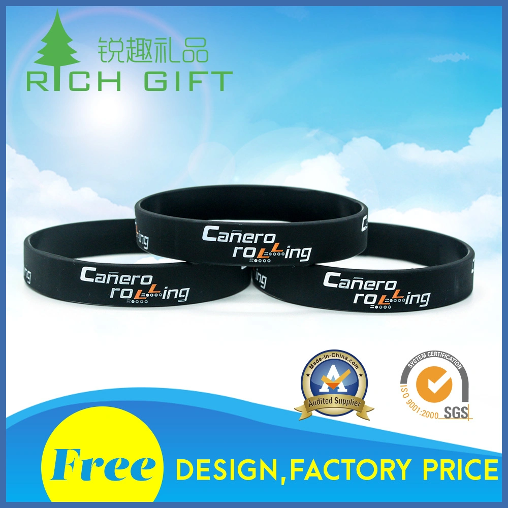 High quality/High cost performance  Custom Debossed Silicone Wristbands with Color Infilled Logo