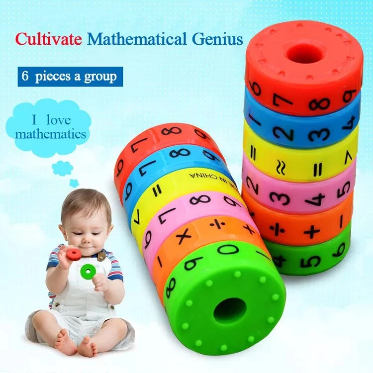 6PCS/Set Education Magnetic Mathematics Numerals Cylinder Learning Math Abacus Toy Kindergarten Primary School Kid Colorful Ring