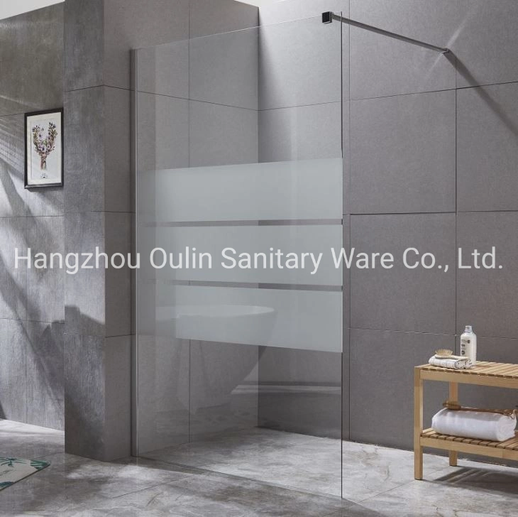 safety Glass Walk-in Shower Enclosure with Line Design Glass