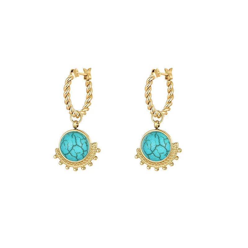 Creative Shell Turquoise Pendientes de plata Estrella Sol Pendientes