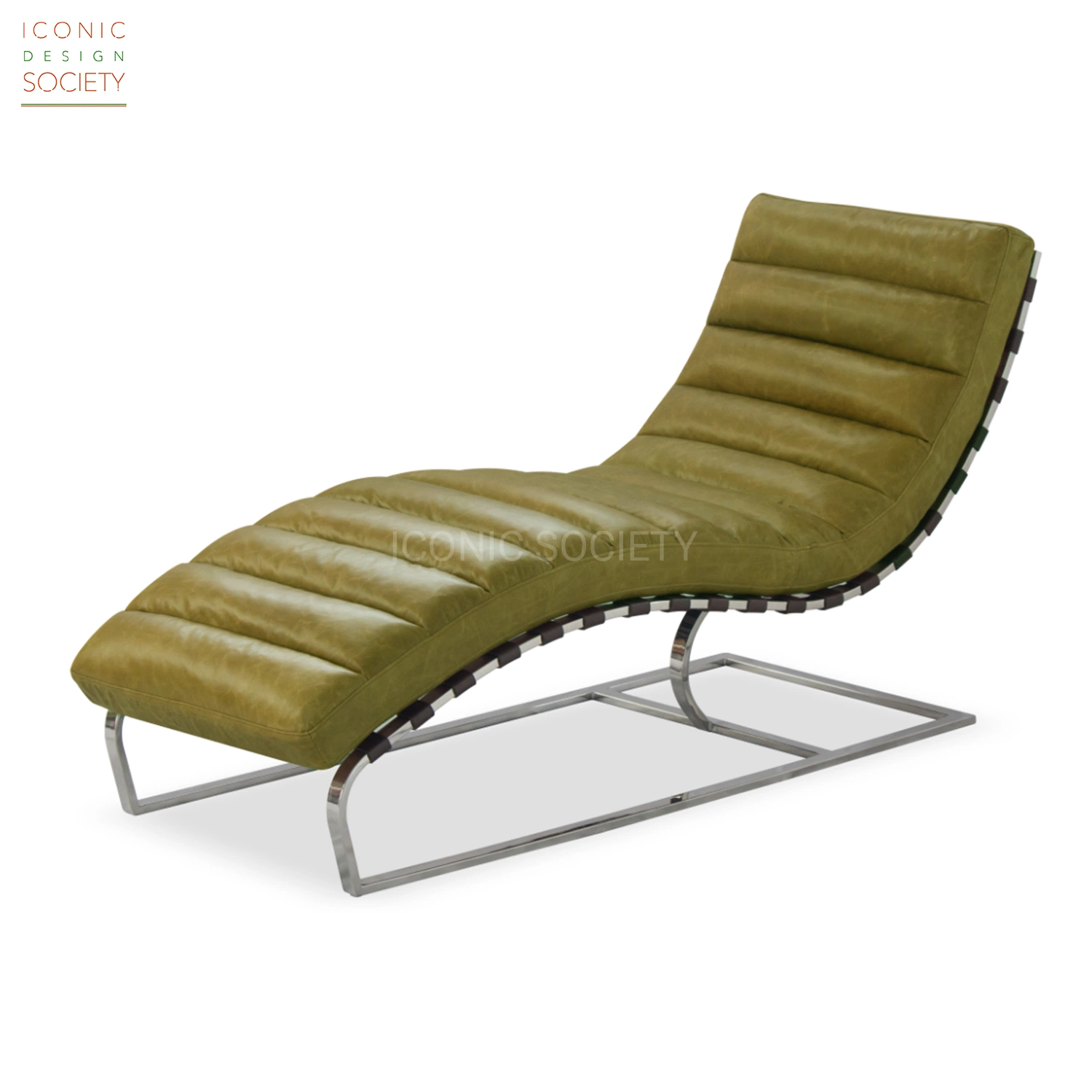 Modern Indoor Living Room Furniture Hotel Channel Chaise Stainless Steel Leather Lounge Chair