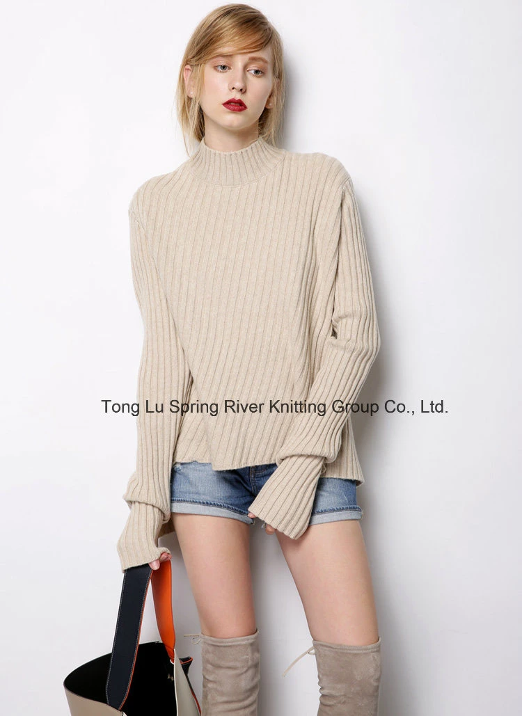 Fashion Clothing Rib Side Split Extra Long Sleeve Women Sweater