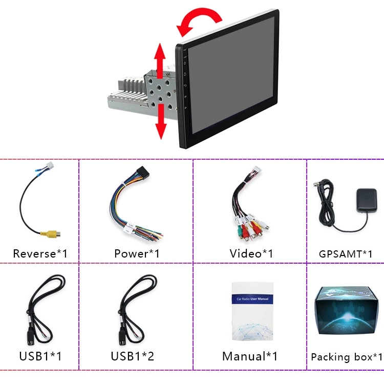 Hot Sales Universal 1 DIN 9 pol. 1 e 16 GB estéreo Auto Sistema de áudio para automóvel com subwoofer FM/Bt e leitor multimédia de rádio