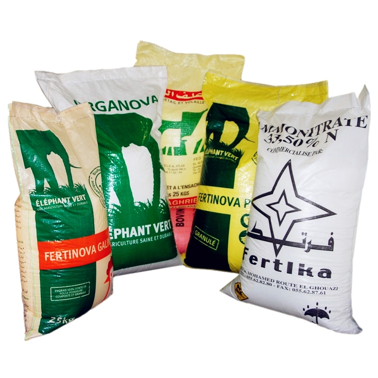 OEM ODM BOPP laminado de tejido de sacos de alimentación PP Impreso personalizado tejida PP saco para el arroz, granos, la agricultura, fertilizantes, adhesivo