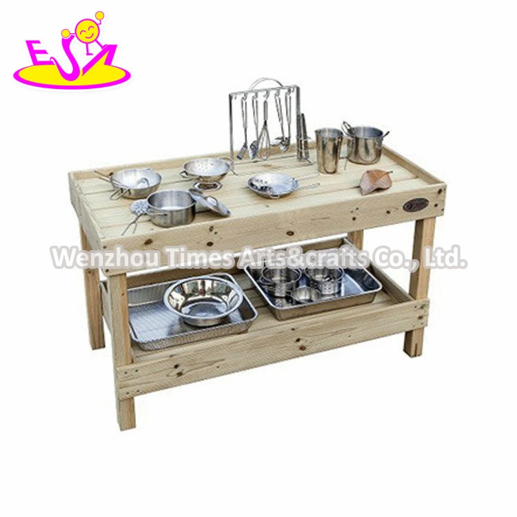 Children Durable Wooden Outdoor Kitchen Table with Accessories W10c817