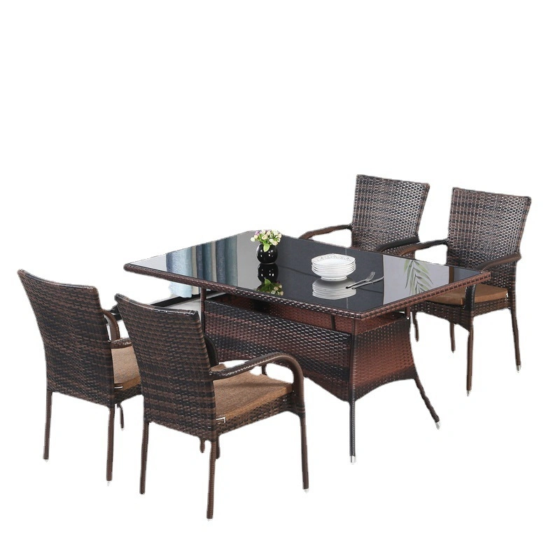 Anti-Rust Garden Furniture Outdoor Rattan Dining Sofa Set with High Table