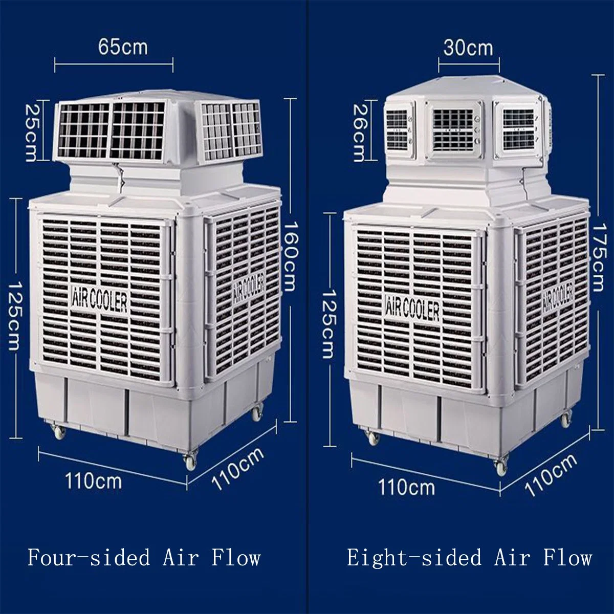 Neue Ankunft 3/2,2/1,1kw Elektrisches stehendes Zellulose-Pad Papier niedrige Energie Verbrauch Verdunstungskühler für Pakistan/Kenia/Malaysia