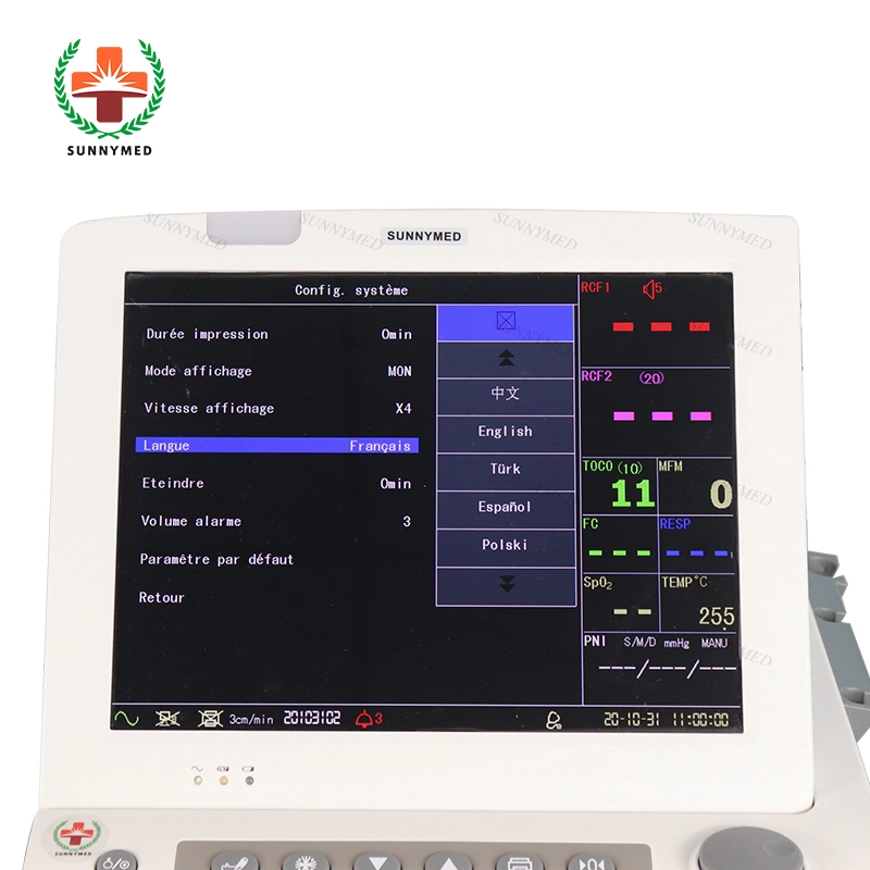 Sy-C011-2 12 Pulgadas de pantalla sola/ FCF Ctg Máquina portátil de doble monitor fetal de la madre