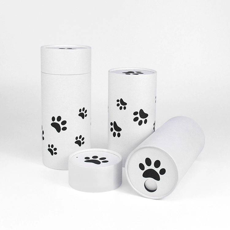 Mayorista Firstsail Paw Print Bio papel Cinerary Gato como mascota Mar urna cremación urnas de cenizas del entierro del tubo de dispersión de funeral