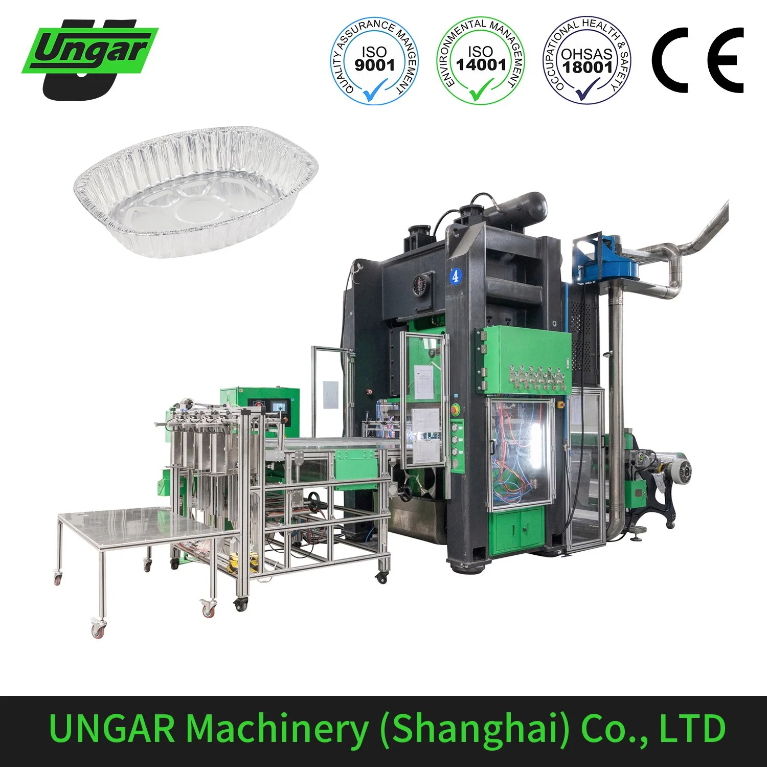 Full Automatic Aluminum Foil Tray Dish Container Production Line Press Machine with Stacker