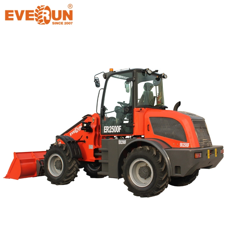 Everun Er2500f Buena Agricultura 2.5 toneladas Cargadora de Ruedas Pequeña Mini Compacta Agrícola con Cucharón Telescópico Equipo de Construcción Maquinaria