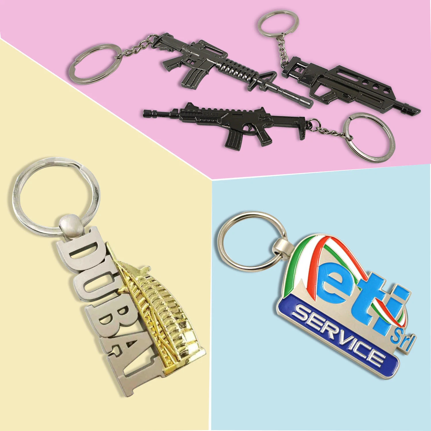 Wholesale Promotional Souvenir Decoration Customized Custom Zinc Alloy 2D 3D Colorful Enamel Logo Gold Metal Personalized Ring Key Chain for Promotion Gifts