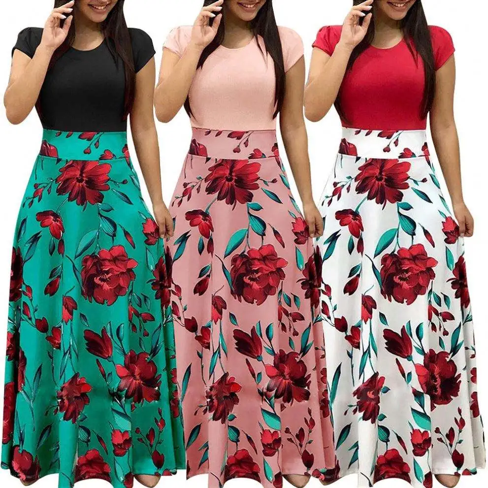 Elegant Party Floral Maxi Dress Ladies Summer Casual Dress Fashion Women Dress
