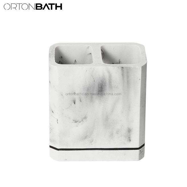 Ortonbath Custom Resin Bathroom Set Lotion Dispenser Soap Dish Tumbler Bathroom Accessories Set Marble White Resin Bathroom