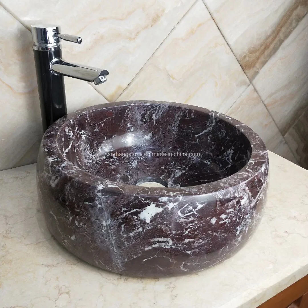 Round design Purple/White/Black/Beige Marble Wash Sink for Countertop