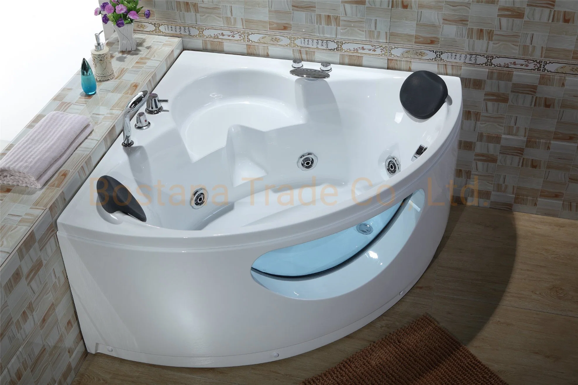 Hogar pequeño Jacuzzi Triángulo acrílico Ventilador-en forma de bañera de la pareja