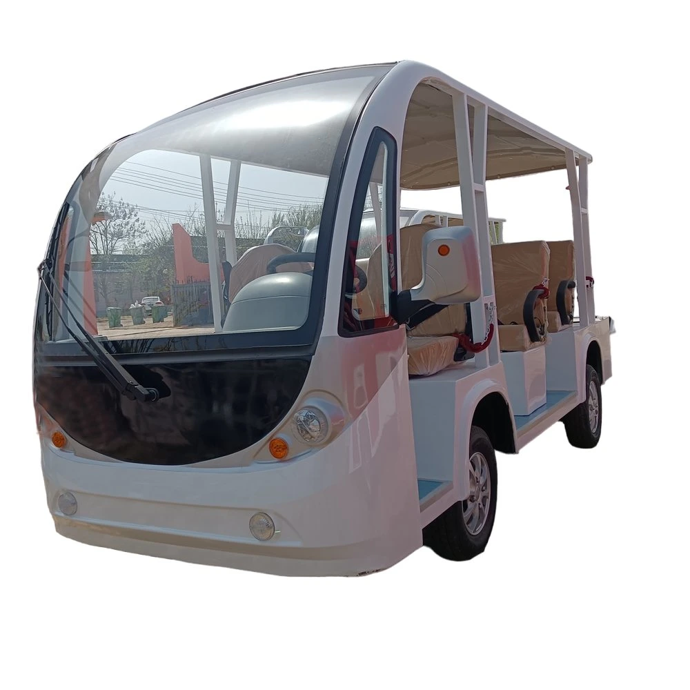 CE-Zulassung 11 Sitzer 72V Electric Golf Car Tourist Bus Sightseeing-Wagen mit Glastüren