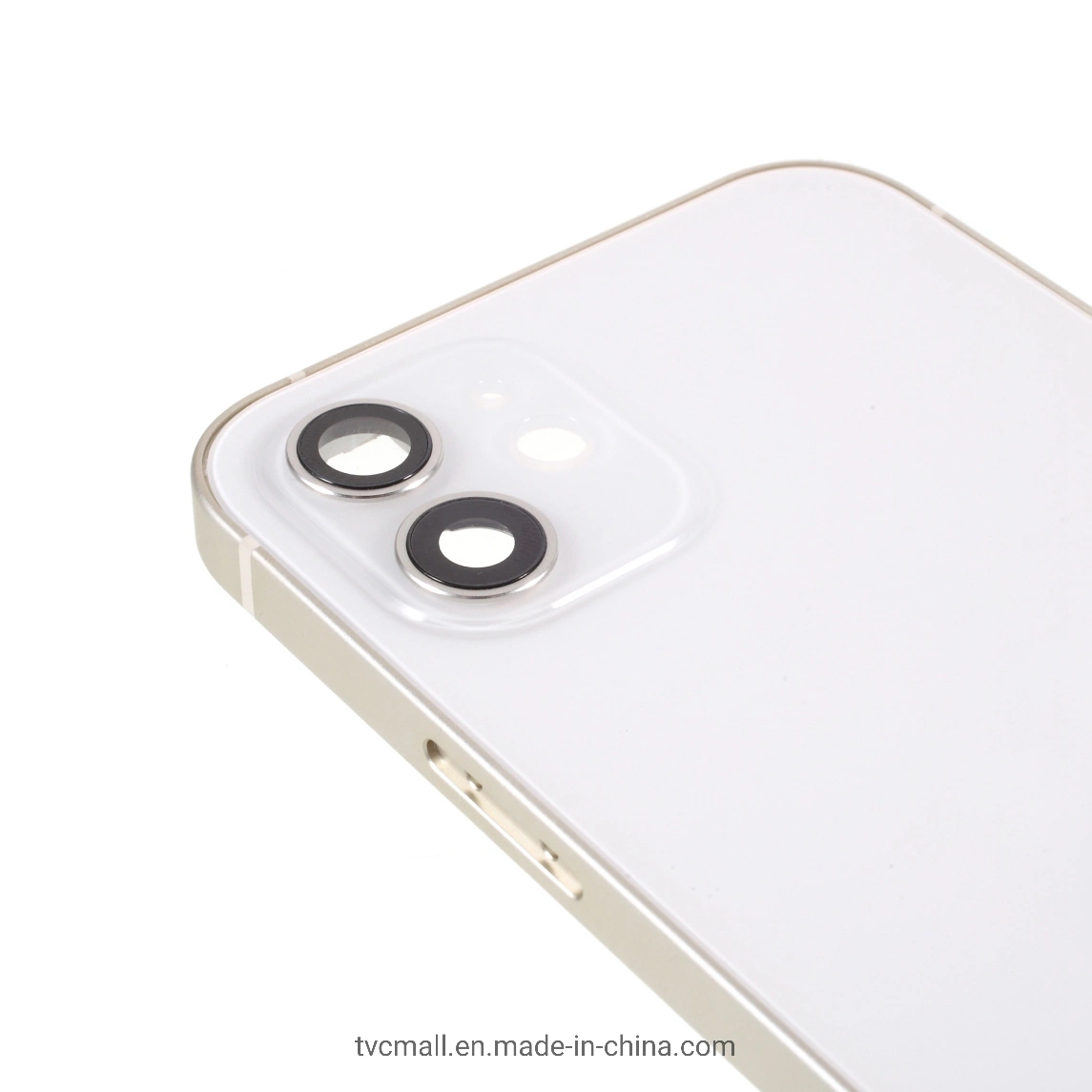 for iPhone 12 6.1 Inch Back Battery Housing Cover + Middle Plate Frame + Side Buttons Replacement Part (without Logo) (High Copy) - White