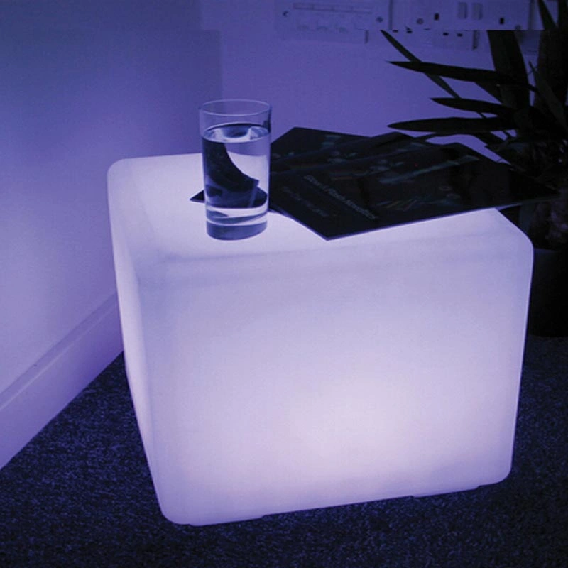 LED Plastic Outdoor Cube Chairs Modern Patio Table and Chairs Set